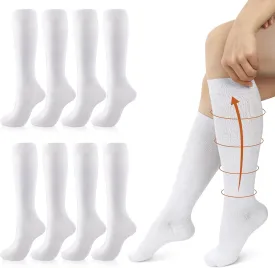4 Pairs Cotton Compression Socks for Women Men 20-30mmhg Is Best Support Stocking for Running Hiking Cycling