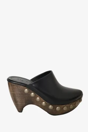 Alaïa Black Leather Studded Clogs Size 38