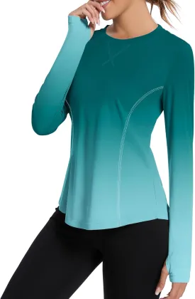Avoogue Women UPF 50  UV Shirts Long Sleeve with Thumb Holes Workout Sun Shirt Quick Dry Athletic Hiking Running Tops