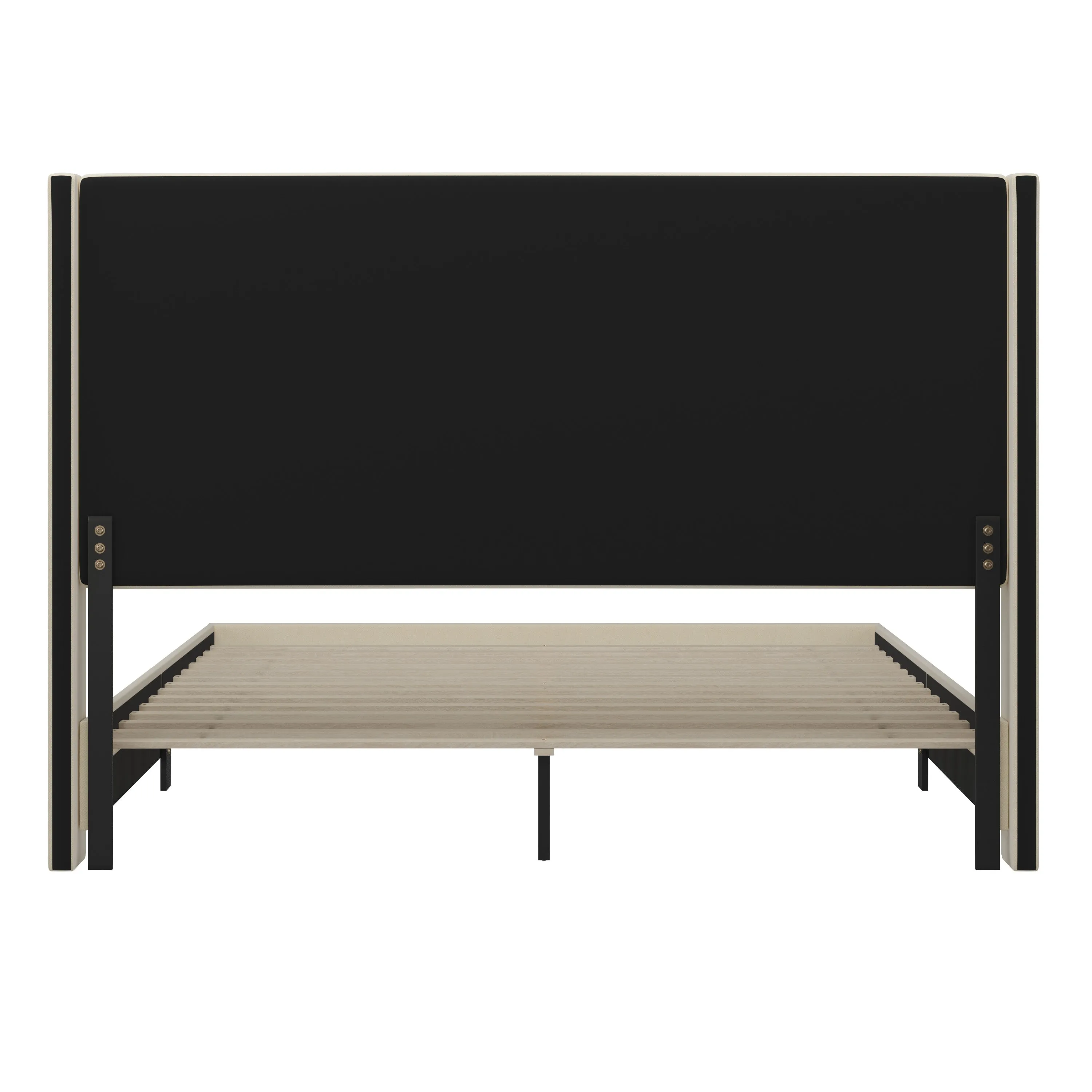Beige King Size Platform Bed YK-1077-BEIGE-K-GG