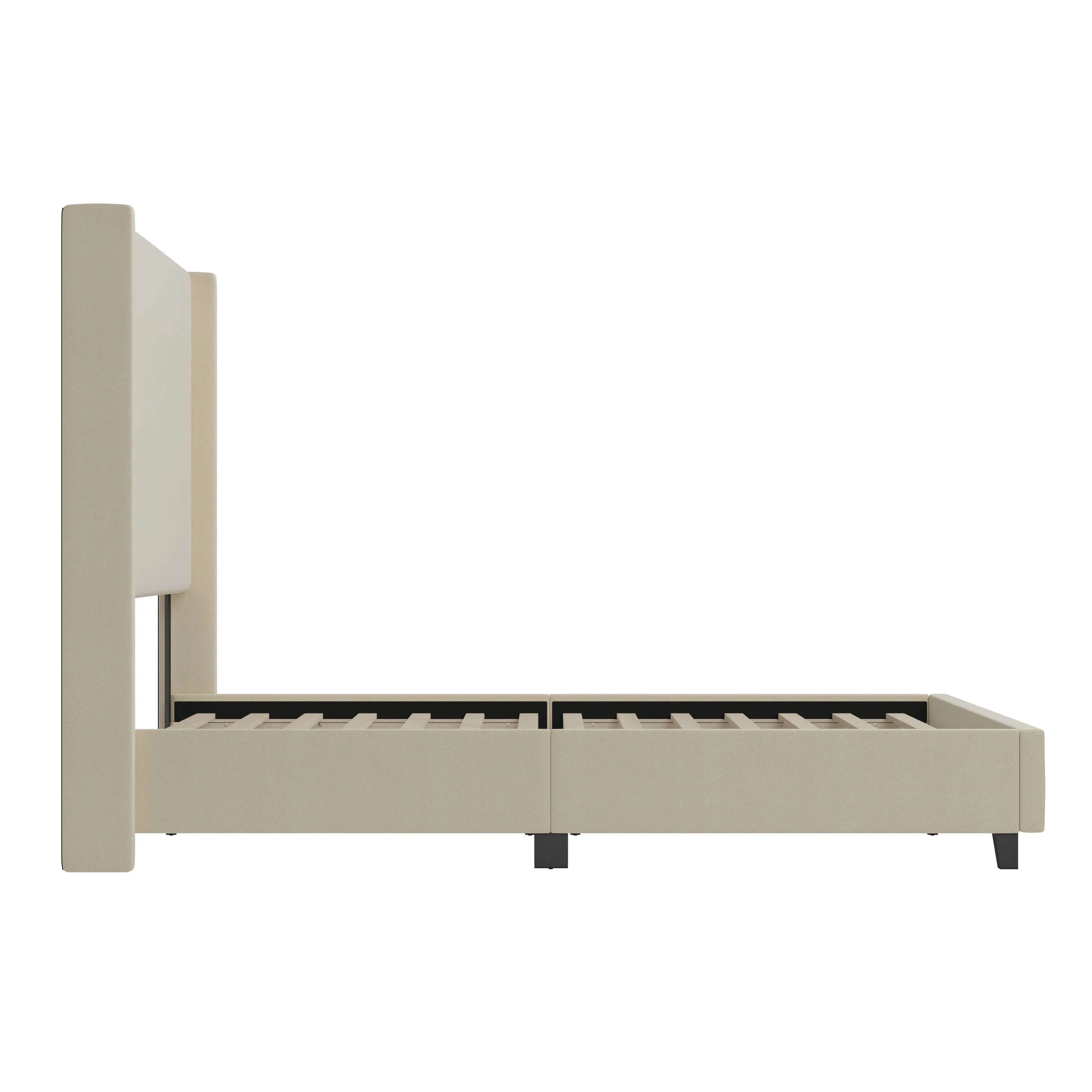 Beige King Size Platform Bed YK-1077-BEIGE-K-GG