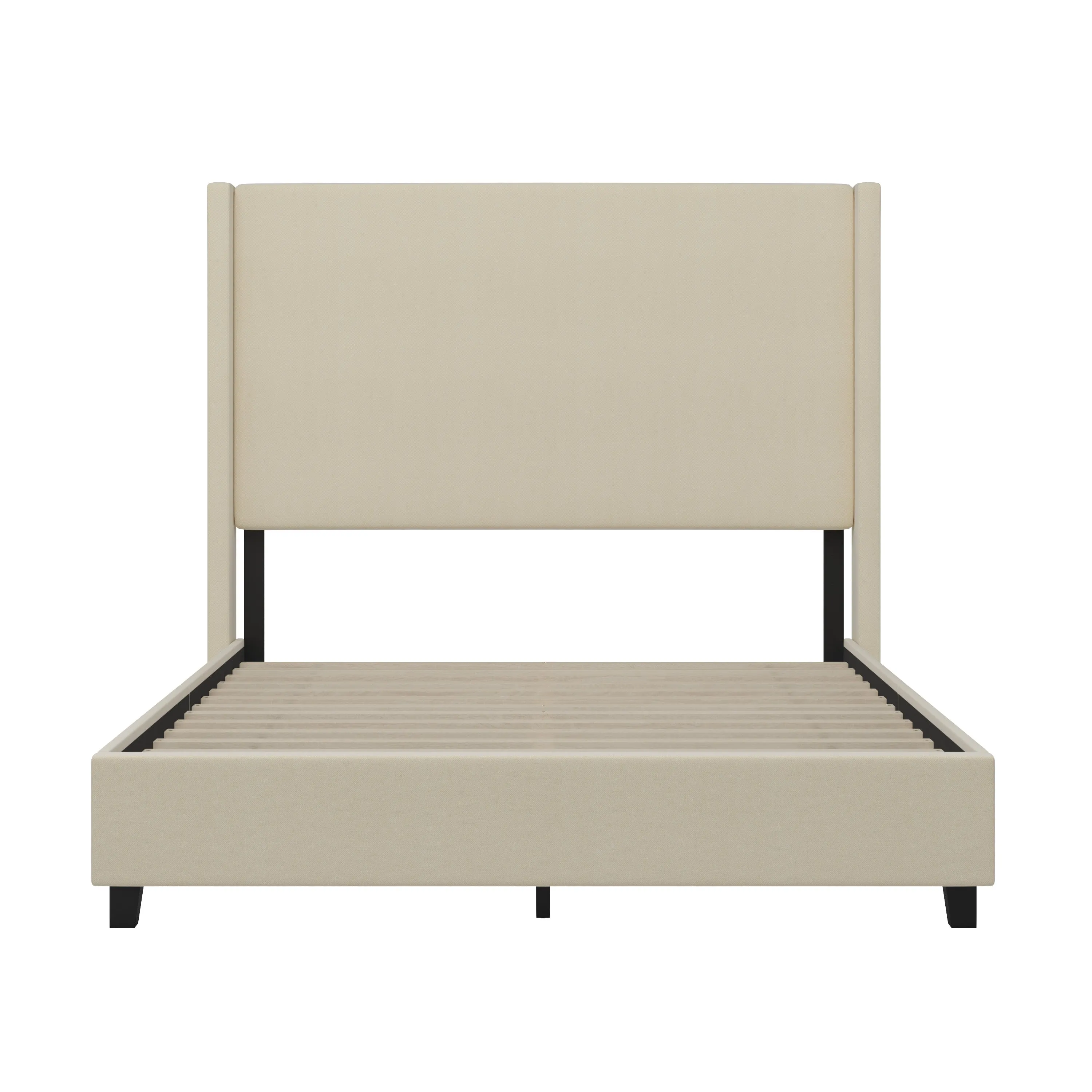 Beige Queen Size Platform Bed YK-1077-BEIGE-Q-GG