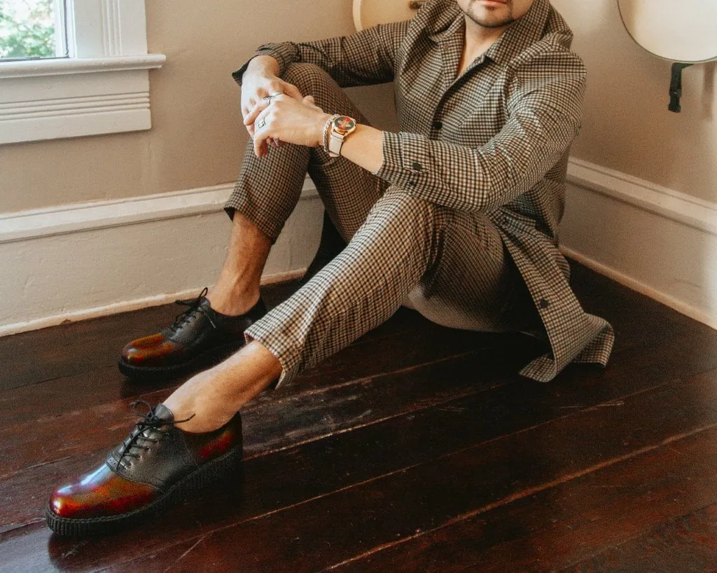 Black & Burgundy Rub-Off TUKskin™ Saddle Oxford