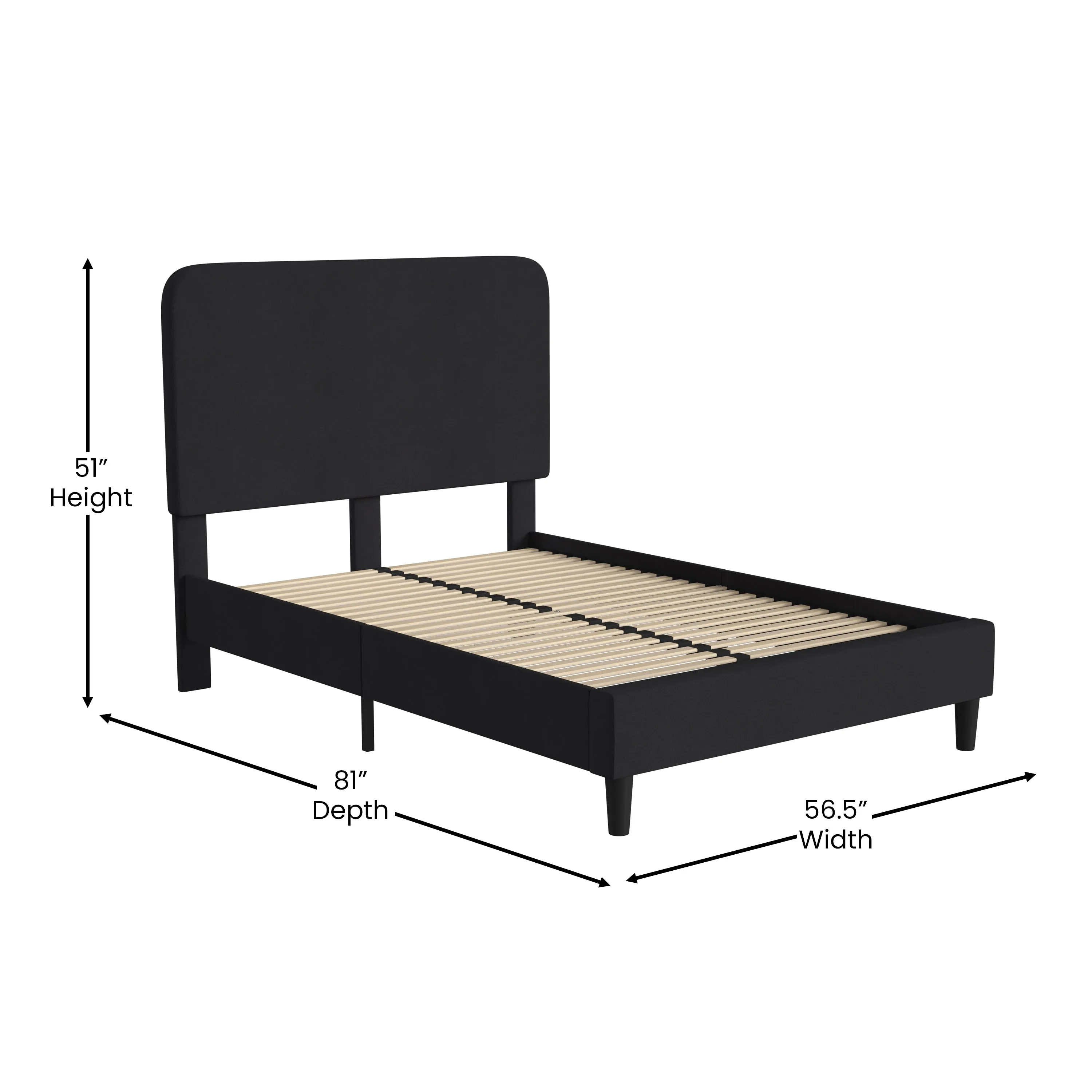 Black Full Size Platform Bed HG-3WPB21-F02-F-BK-GG