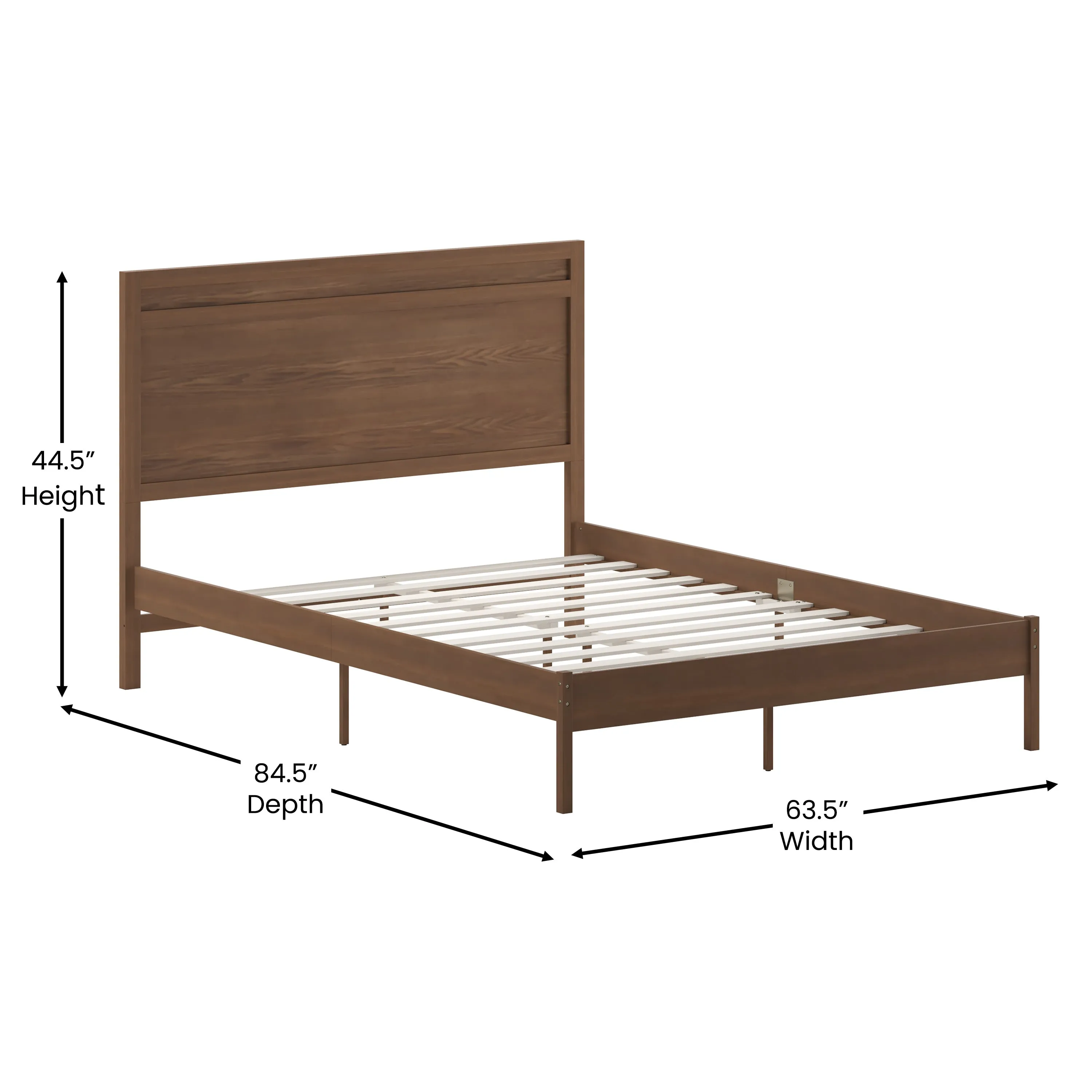 Brown Queen Wood Platform Bed MG-09003QB-Q-BRN-GG