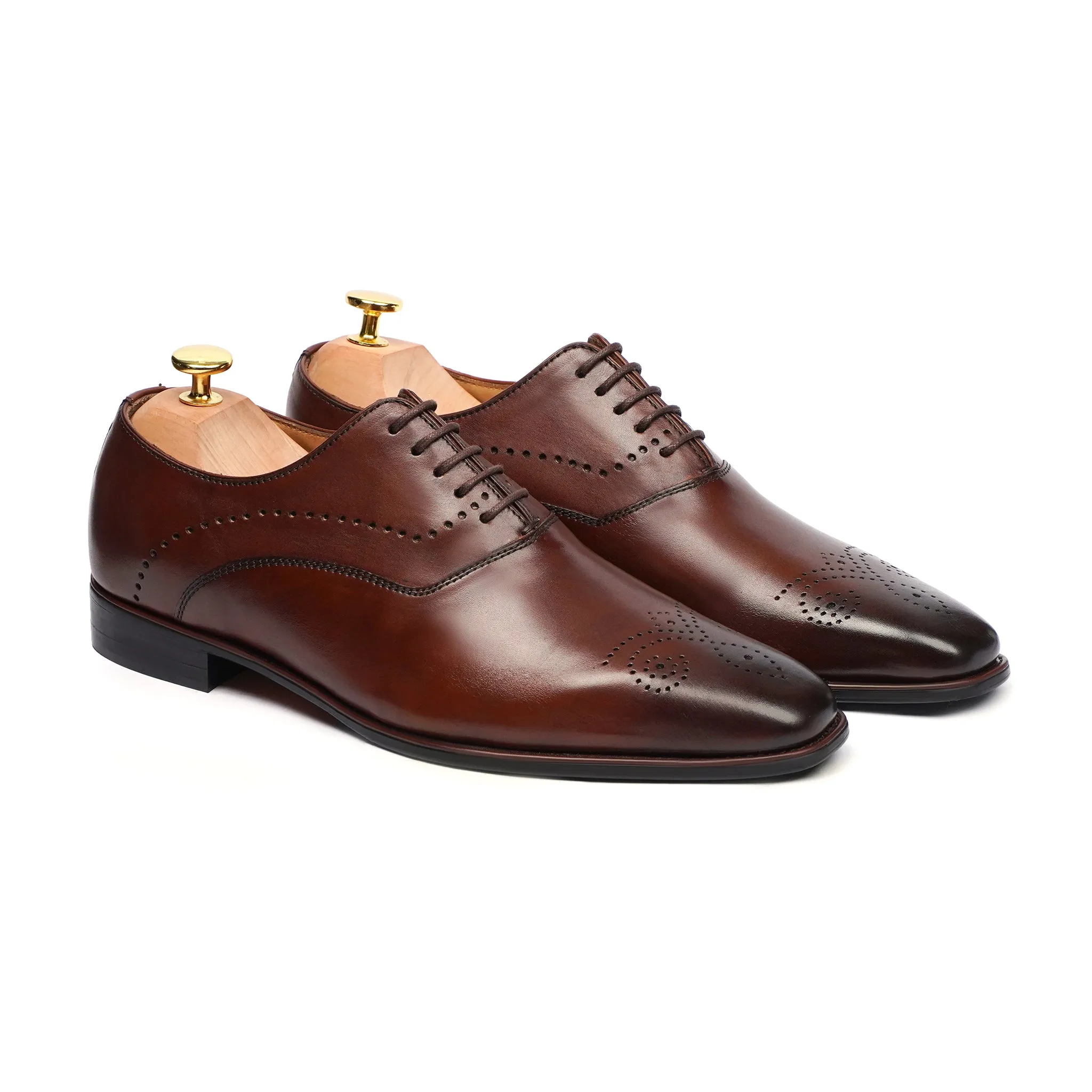 Elio - Men's Reddish Brown Calf Leather Oxford Shoe