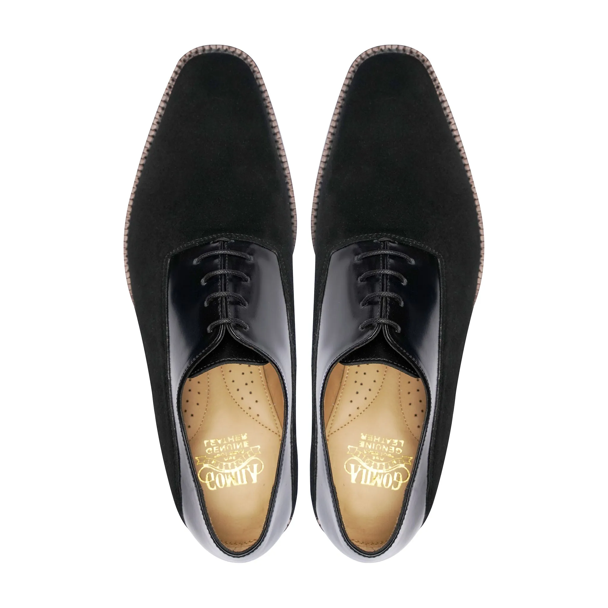 Elvio - Men's Black Calf Leather and Kid Suede Oxford Shoe