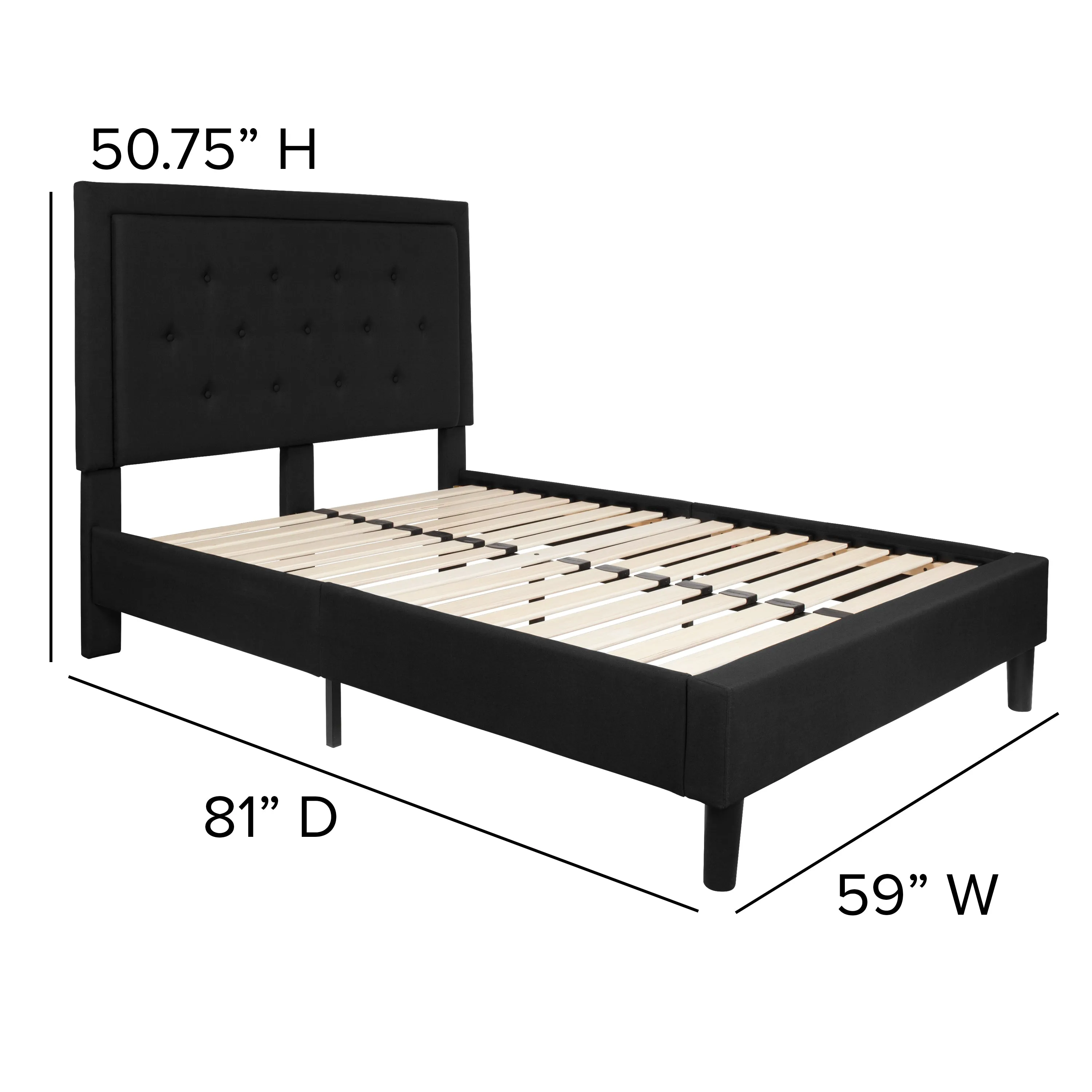 Full Platform Bed-Black SL-BK5-F-BK-GG
