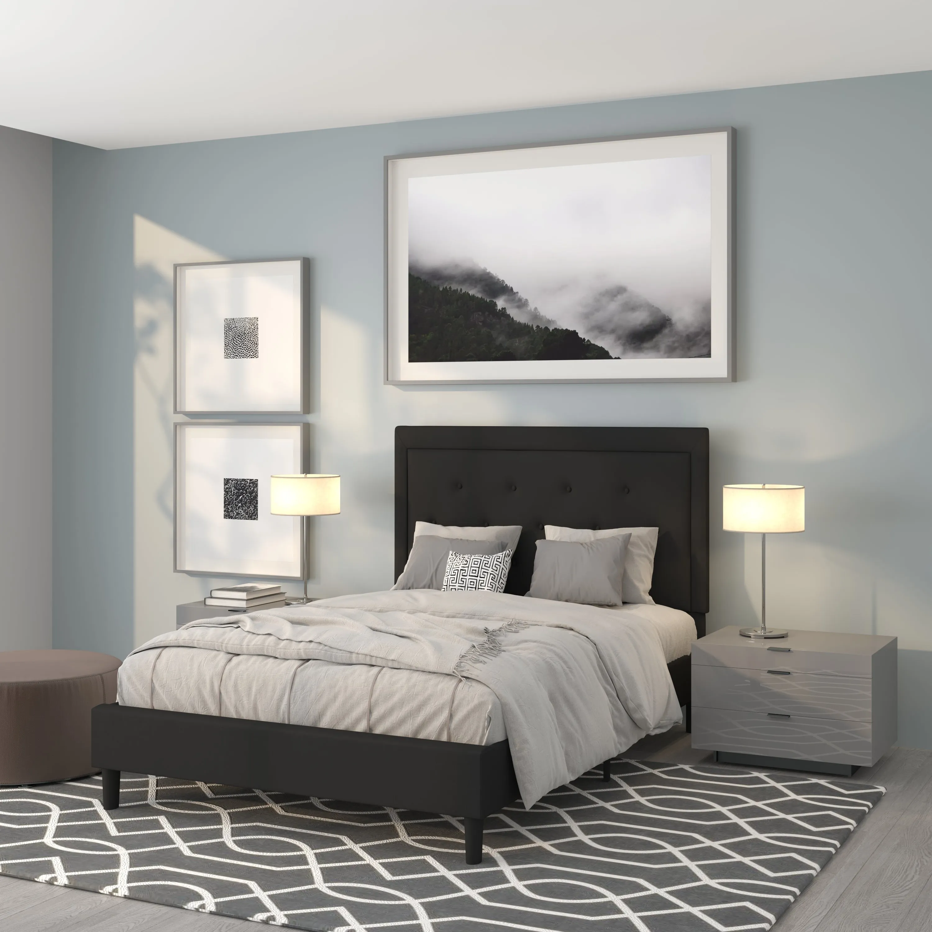 Full Platform Bed-Black SL-BK5-F-BK-GG