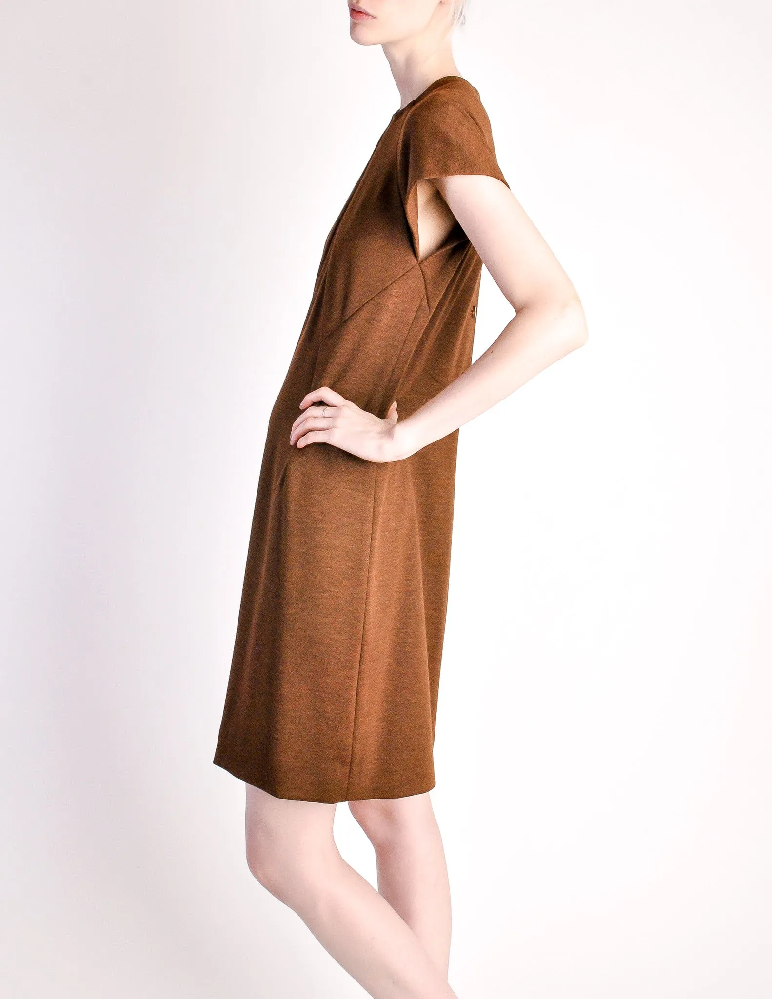 Geoffrey Beene Vintage Brown Wool Dress
