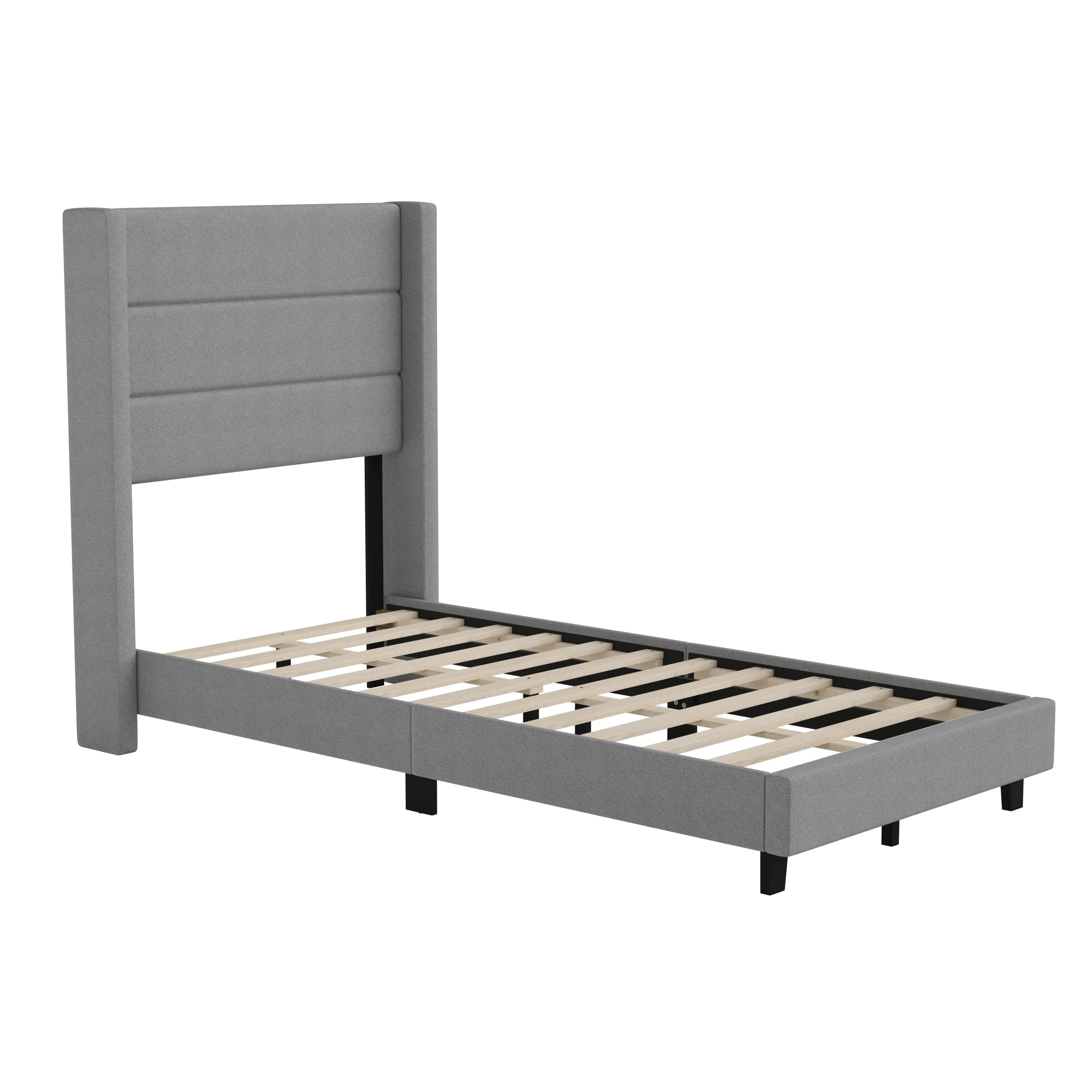 Gray Twin Platform Bed YK-1078-GY-T-GG