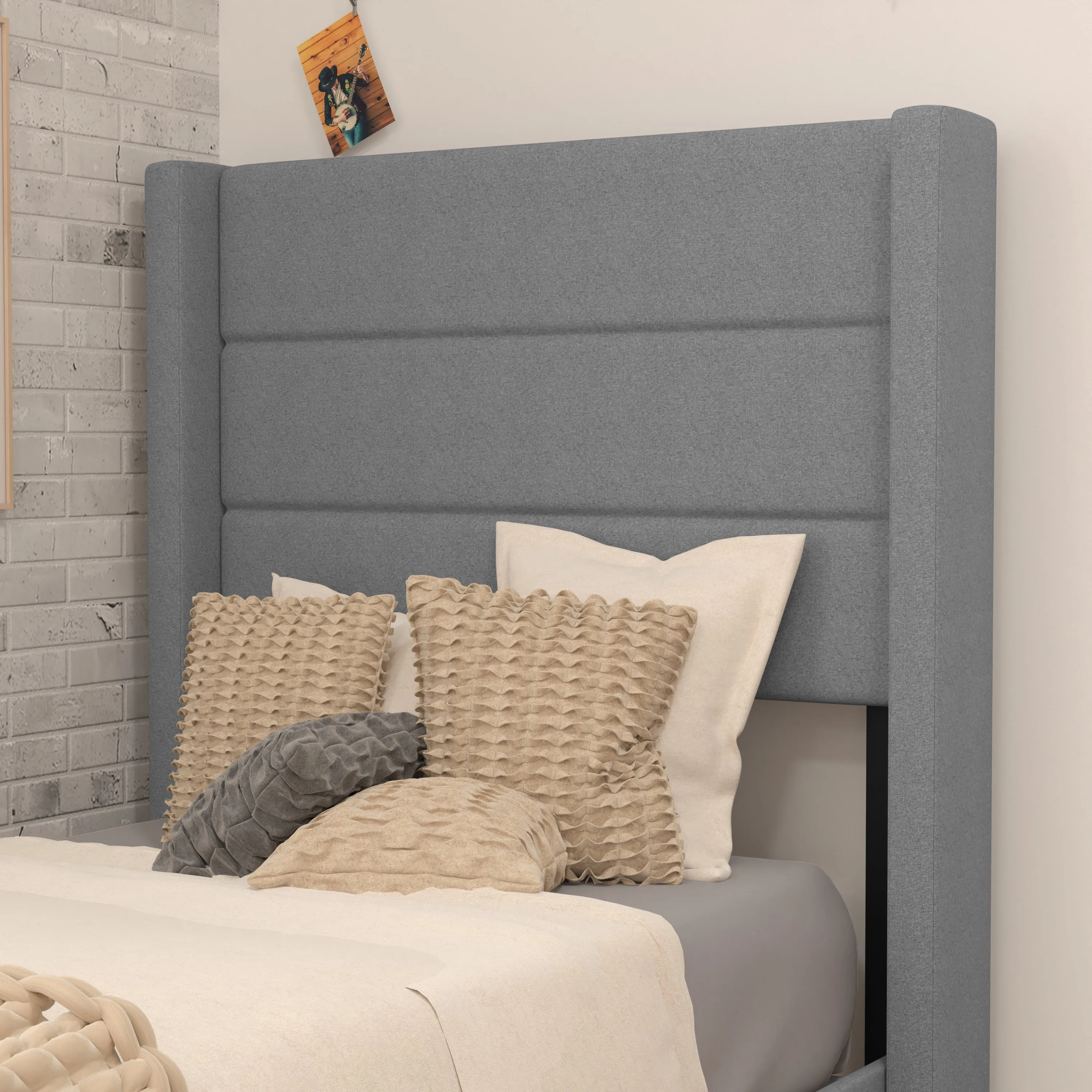 Gray Twin Platform Bed YK-1078-GY-T-GG