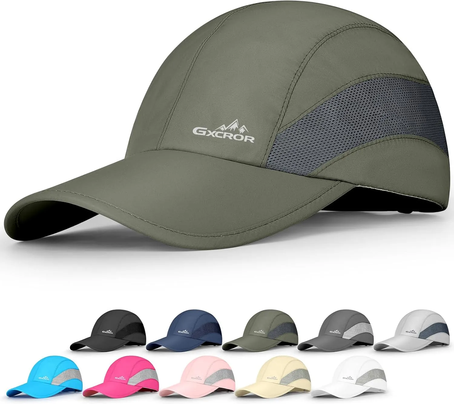 GXCROR Running Hat for Men Women Quick-Dry Baseball Cap UPF50  with Breathable Mesh, Adjustable Hook & Loop for Outdoor