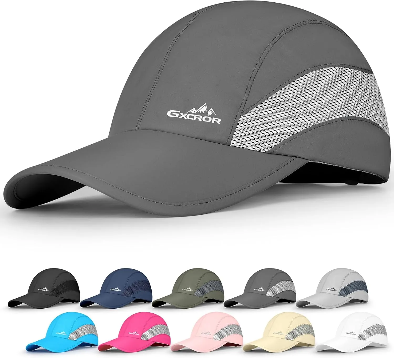 GXCROR Running Hat for Men Women Quick-Dry Baseball Cap UPF50  with Breathable Mesh, Adjustable Hook & Loop for Outdoor