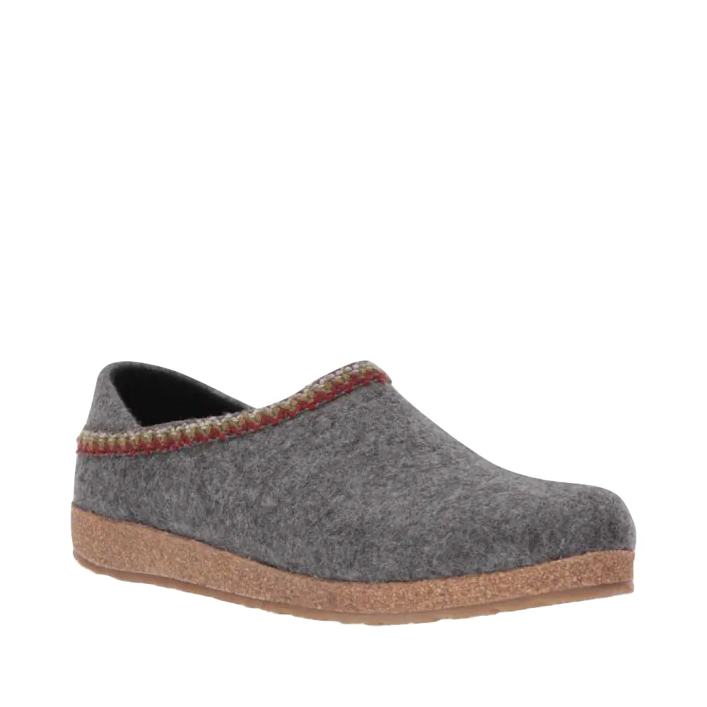 Haflinger Zigzag Closed Heel Wool Clog (Grey)
