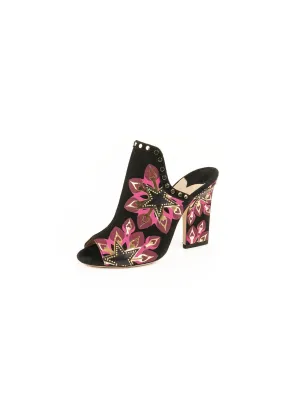 Hustle 100 Embellished Suede Mules - Black / Multi