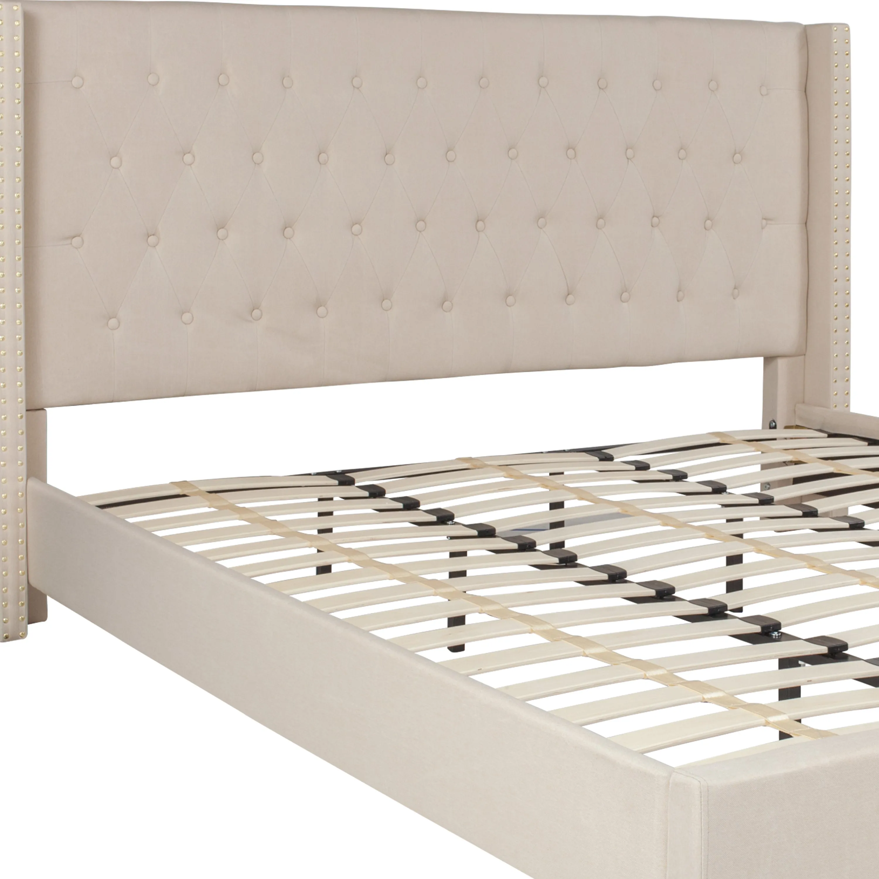 King Platform Bed-Beige HG-36-GG