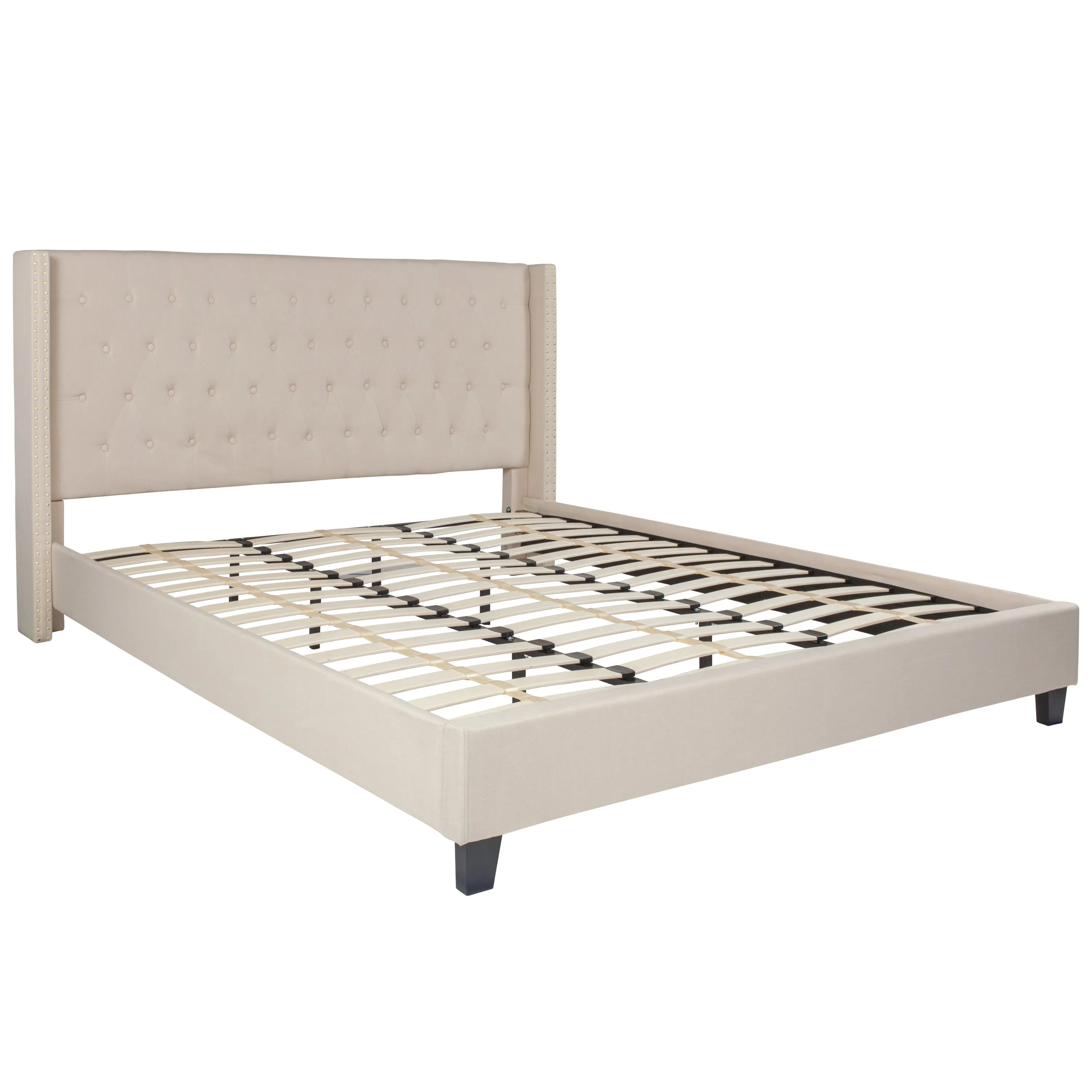 King Platform Bed-Beige HG-36-GG