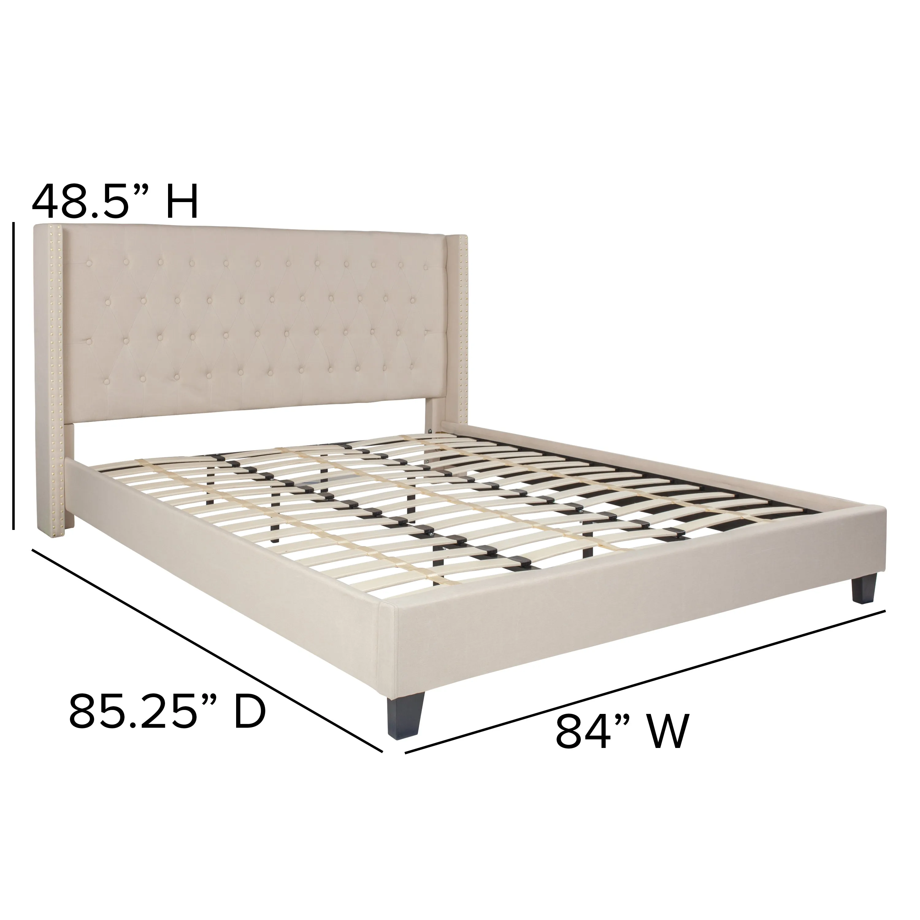 King Platform Bed-Beige HG-36-GG