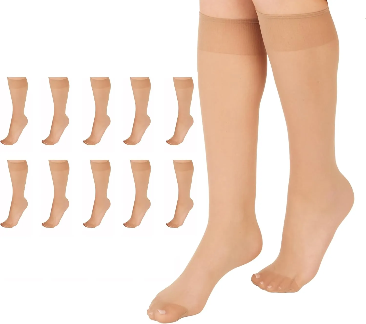L'eggs Everyday Knee High Stockings, Reinforced Toe, 100% Nylon
