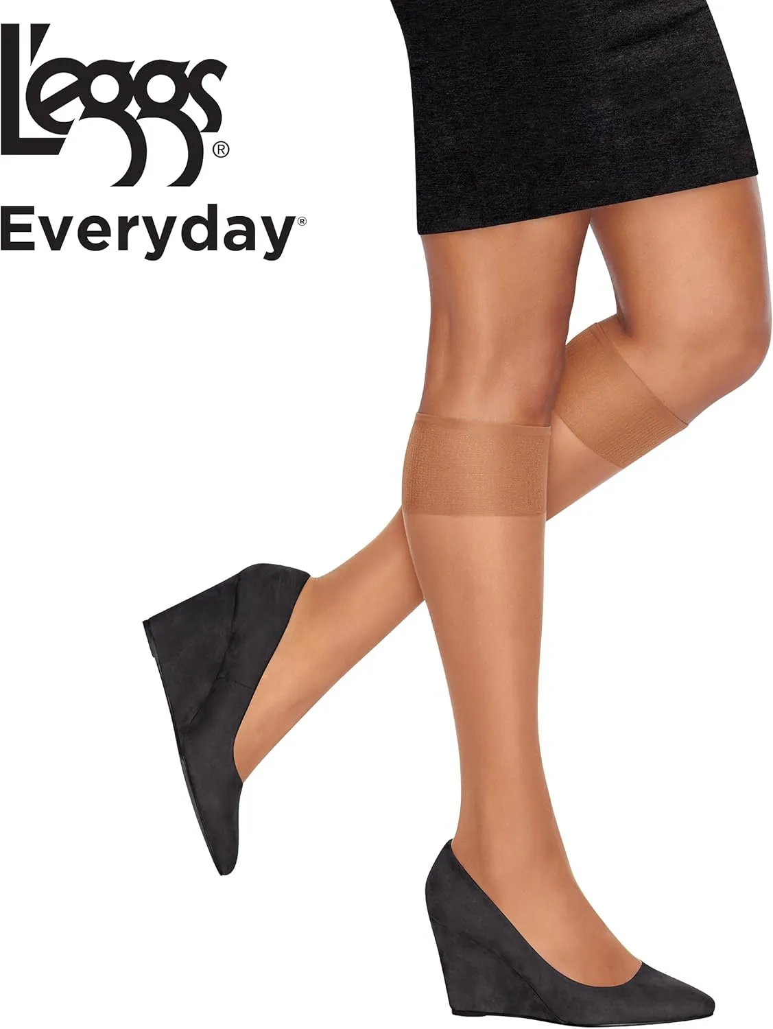 L'eggs Everyday Knee High Stockings, Reinforced Toe, 100% Nylon