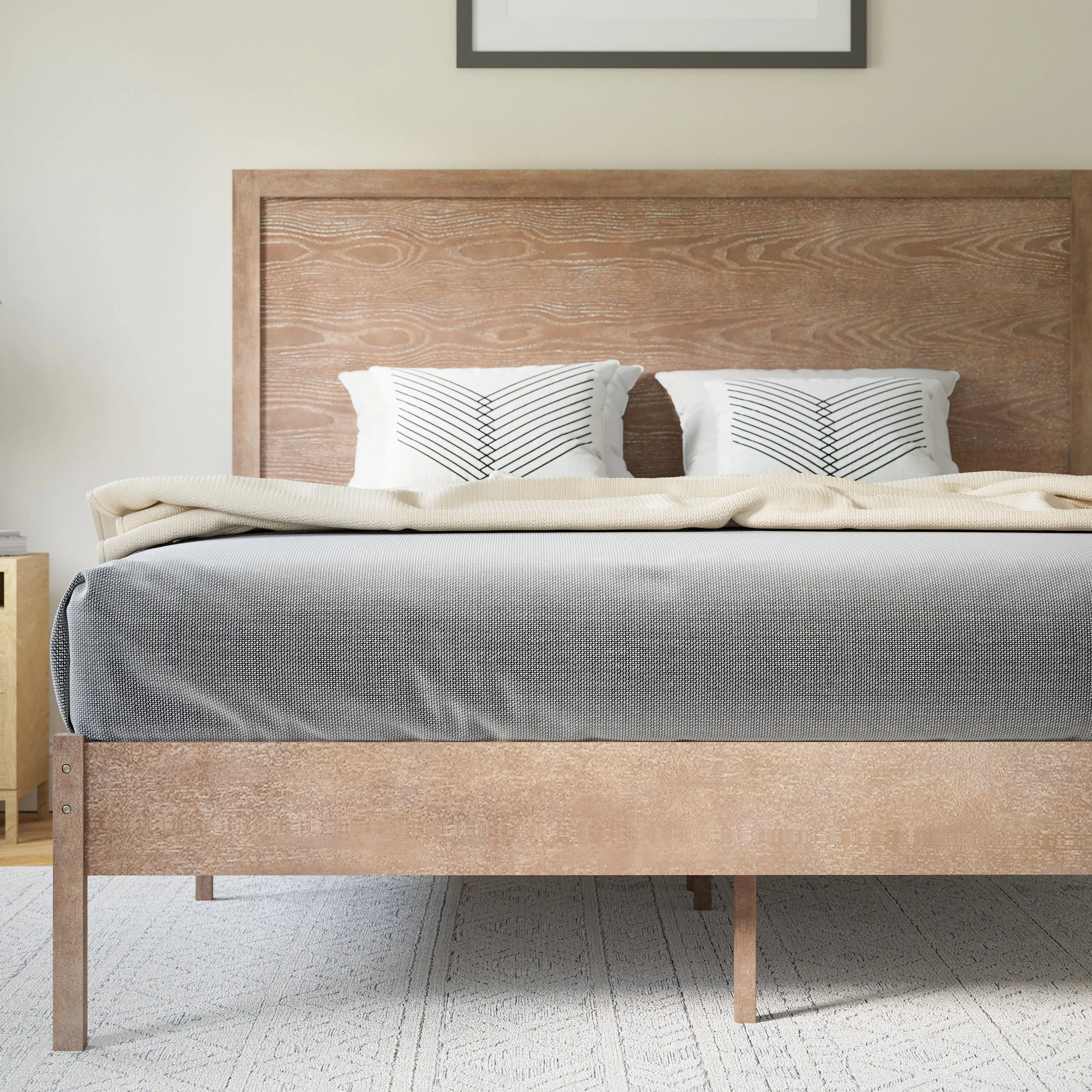 Light Brown Queen Platform Bed MG-09004QB-Q-OAK-GG