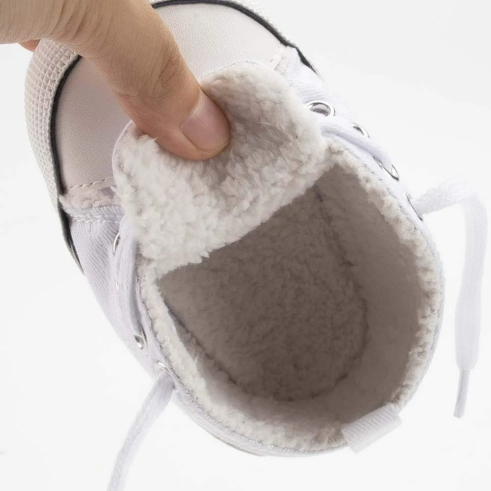 Meckior Baby Girls Boys Canvas Sneakers Soft Sole High-Top Ankle Infant First Walkers Crib Shoes