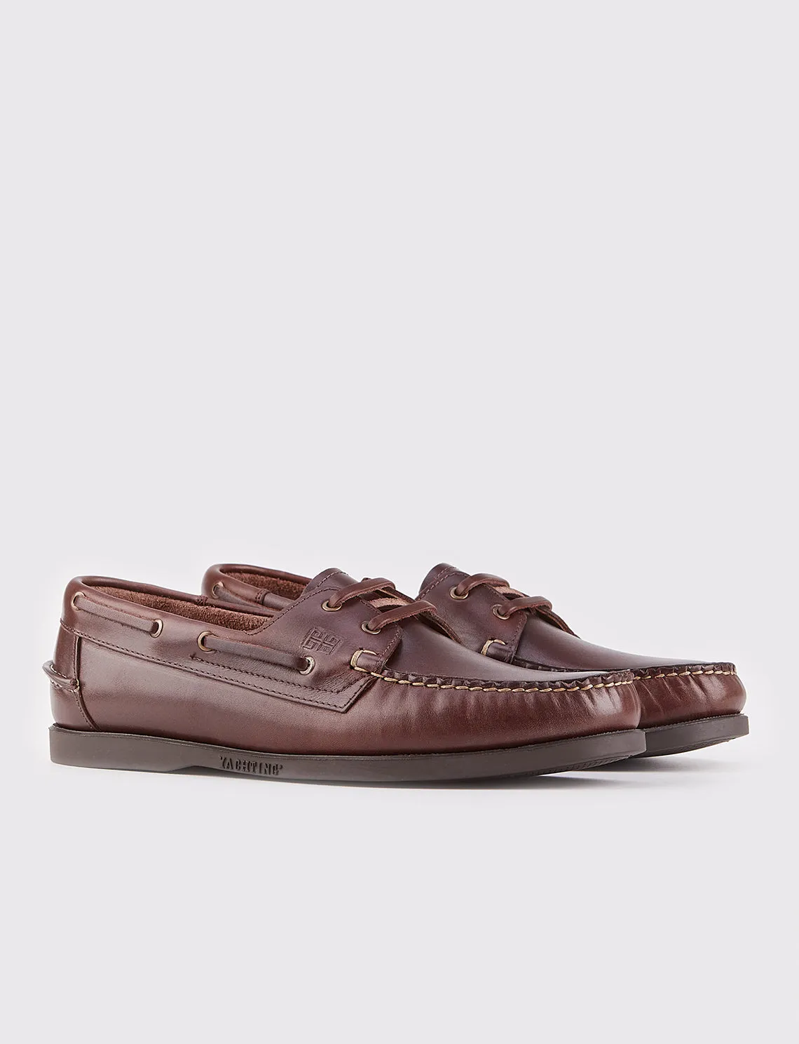 Men Brown Genuine Leather Lace Up Boat Shoes