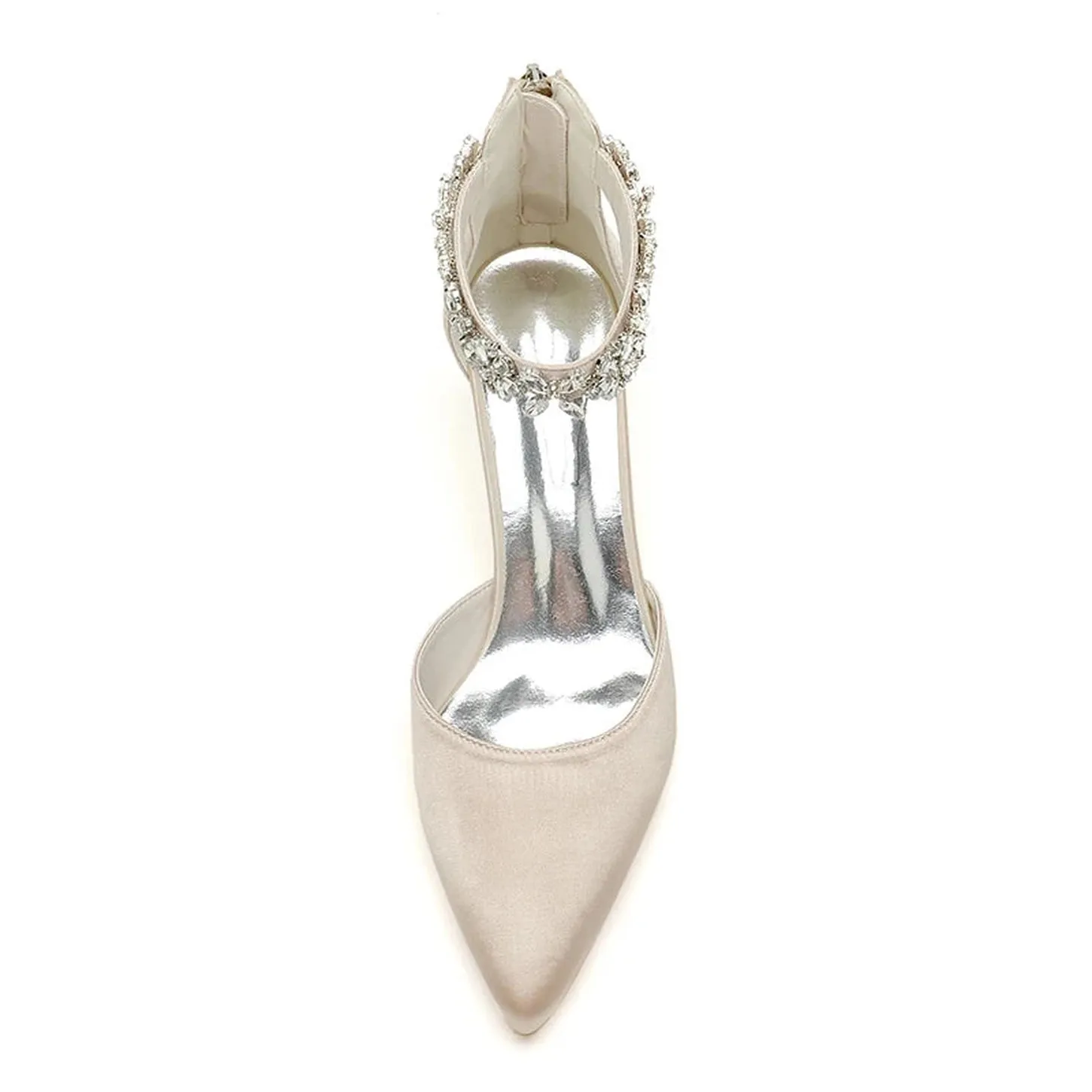 Merendy Nogom pointed toe ankle buckle kitten Heel Wedding pumps