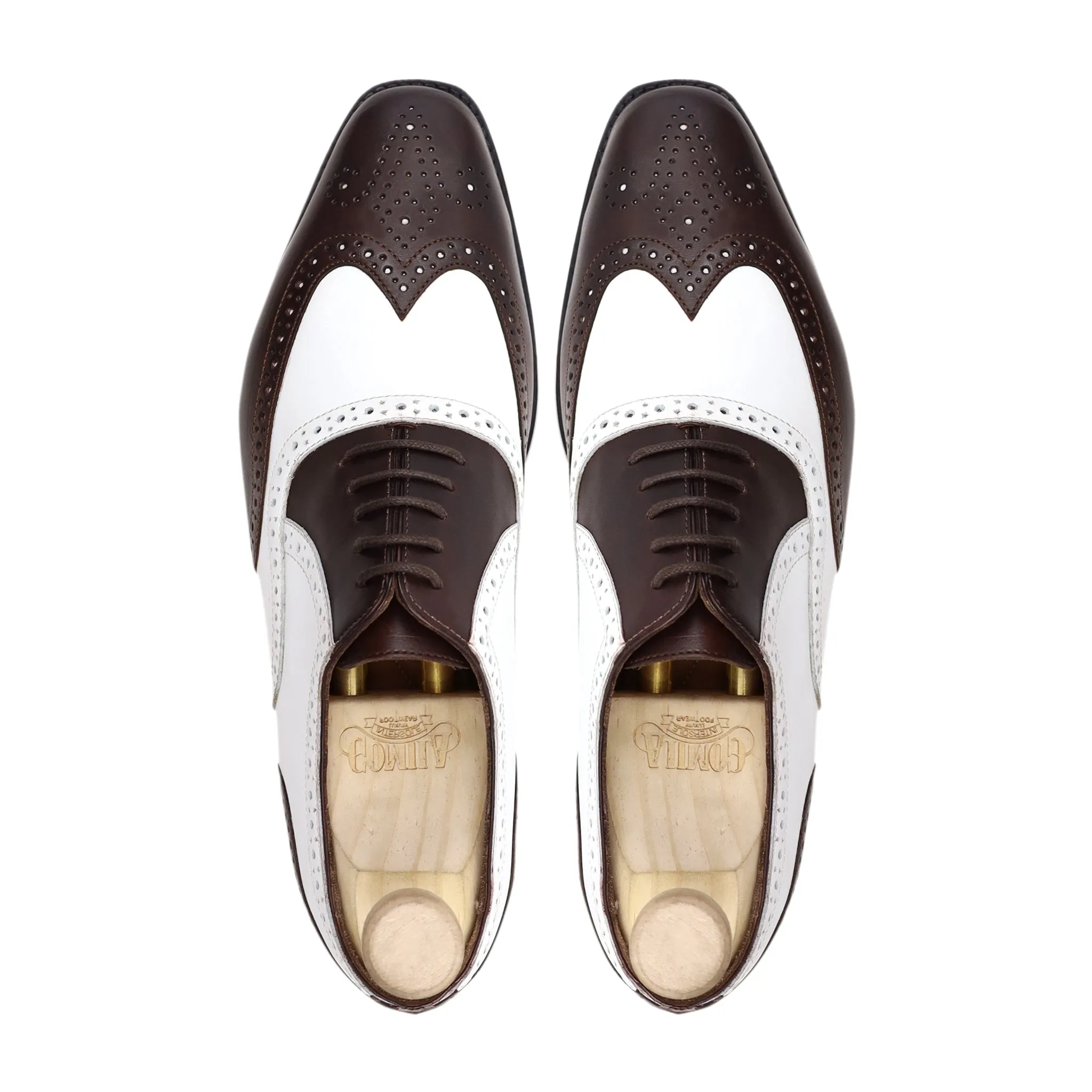Modesto - Men's Dark Brown and White Calf Leather Oxford Shoe