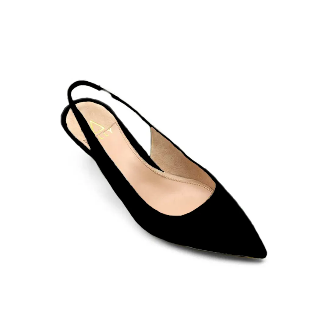 Noble Navy Suede Slingback Kitten Heel