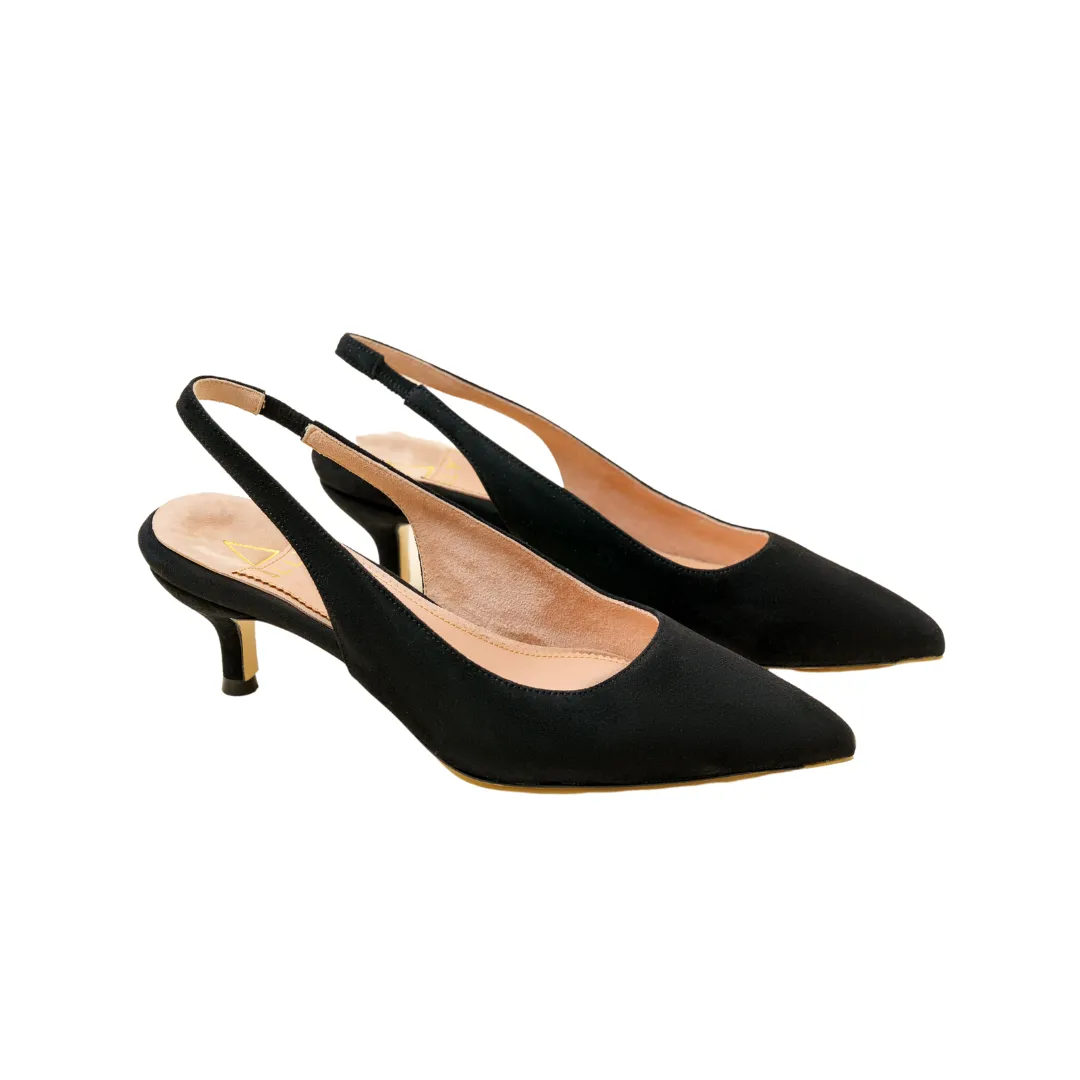 Noble Navy Suede Slingback Kitten Heel