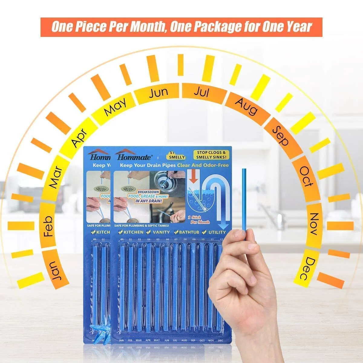 Pack of 12 Sani Sticks Drain Cleaner