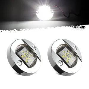 Partsam 3" Round Chrome Boat Marine LED Transom Mount Stern Lights