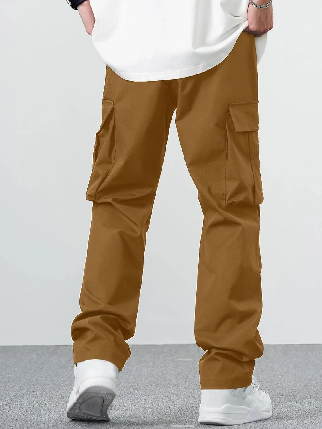 PLEPAN Men's Casual Cargo Pants Drawstring Hiking Pants Workout Tactical Joggers Sweatpants for Men