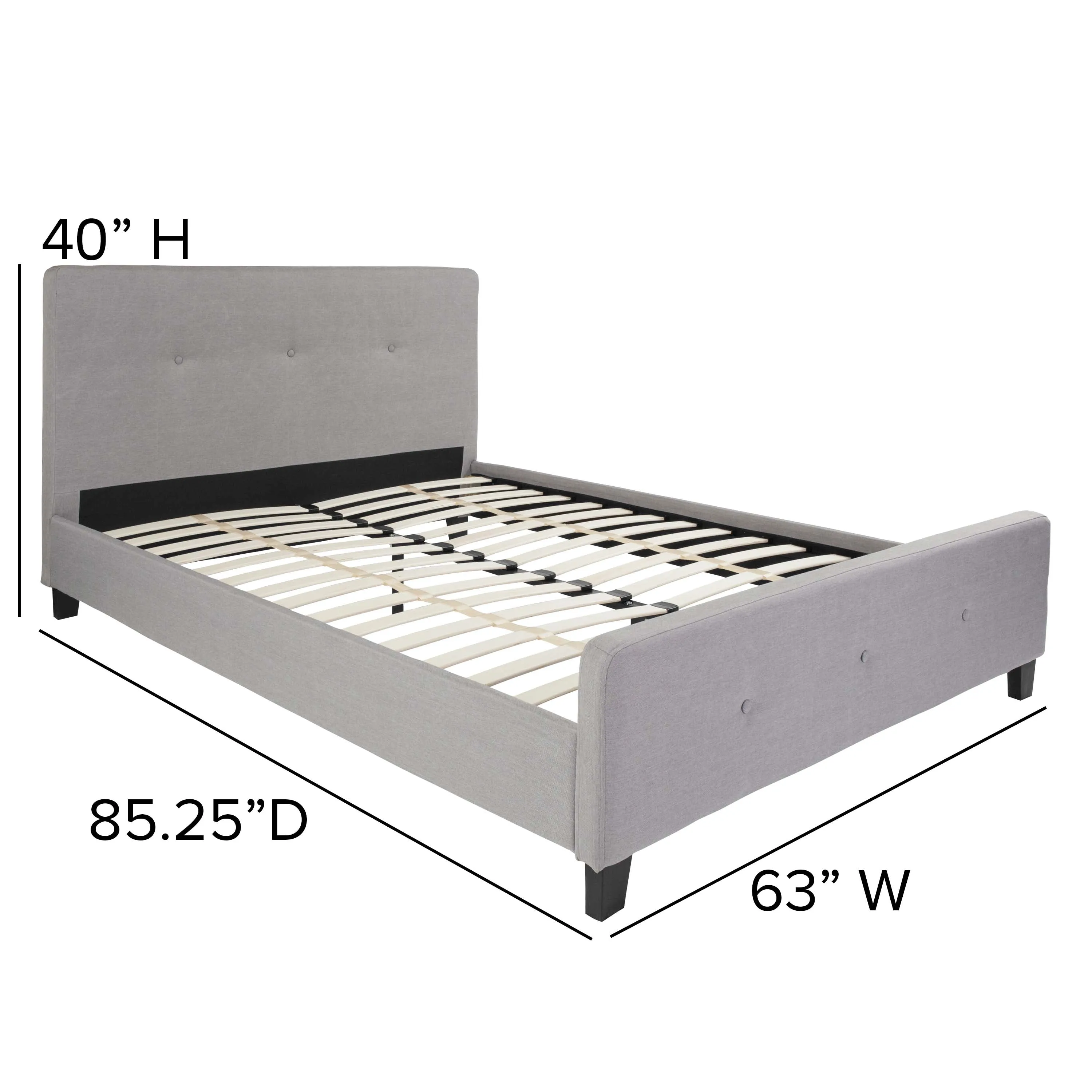 Queen Platform Bed-Light Gray HG-27-GG