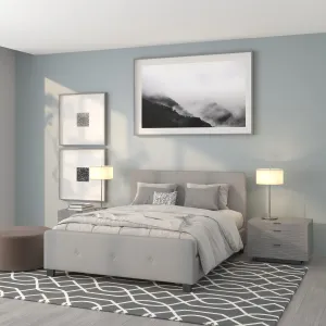 Queen Platform Bed-Light Gray HG-27-GG