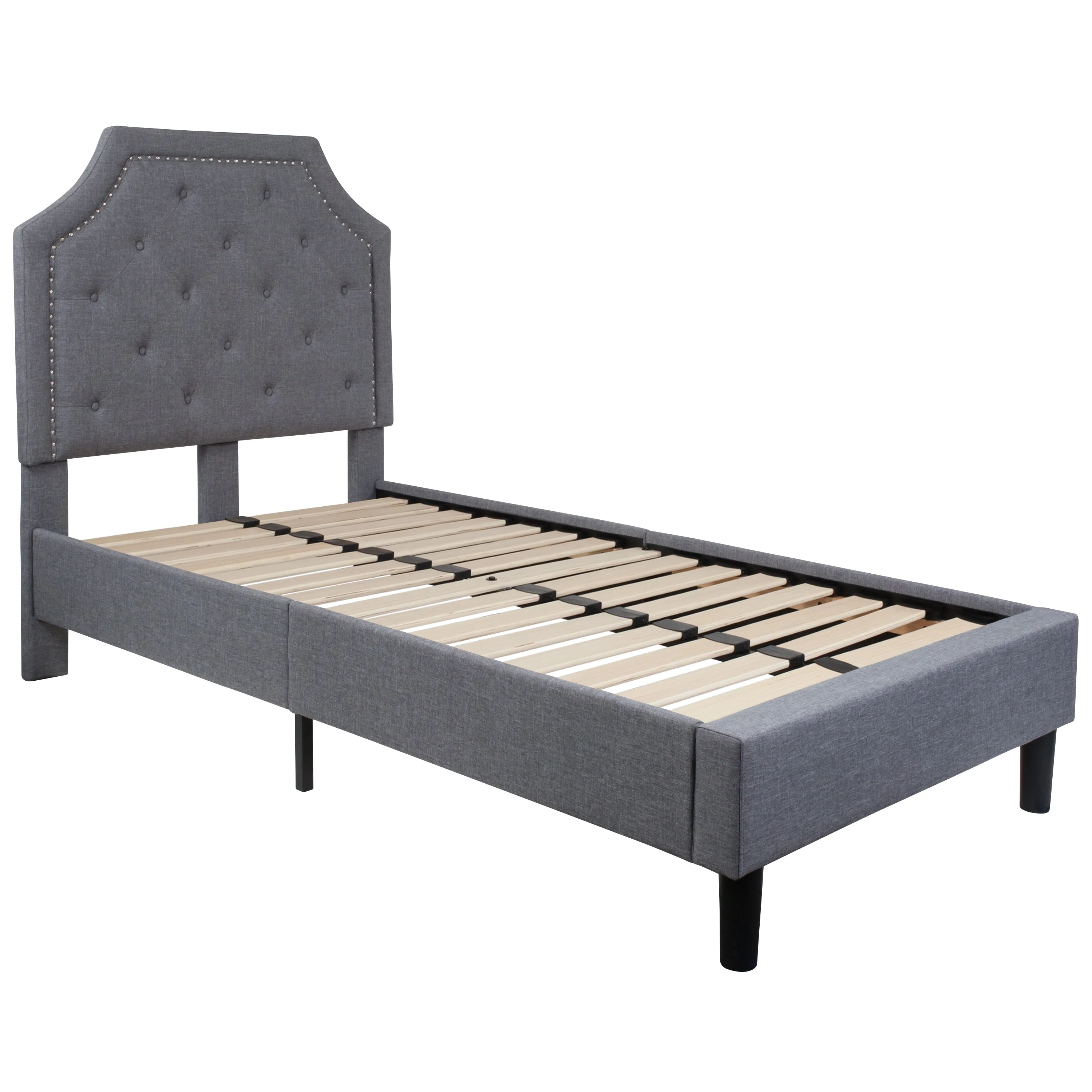 Twin Platform Bed-Light Gray SL-BK4-T-LG-GG