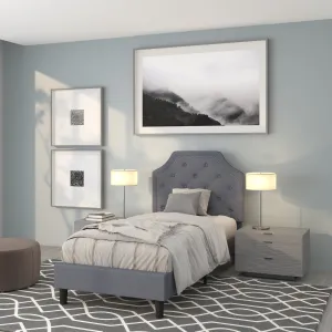 Twin Platform Bed-Light Gray SL-BK4-T-LG-GG