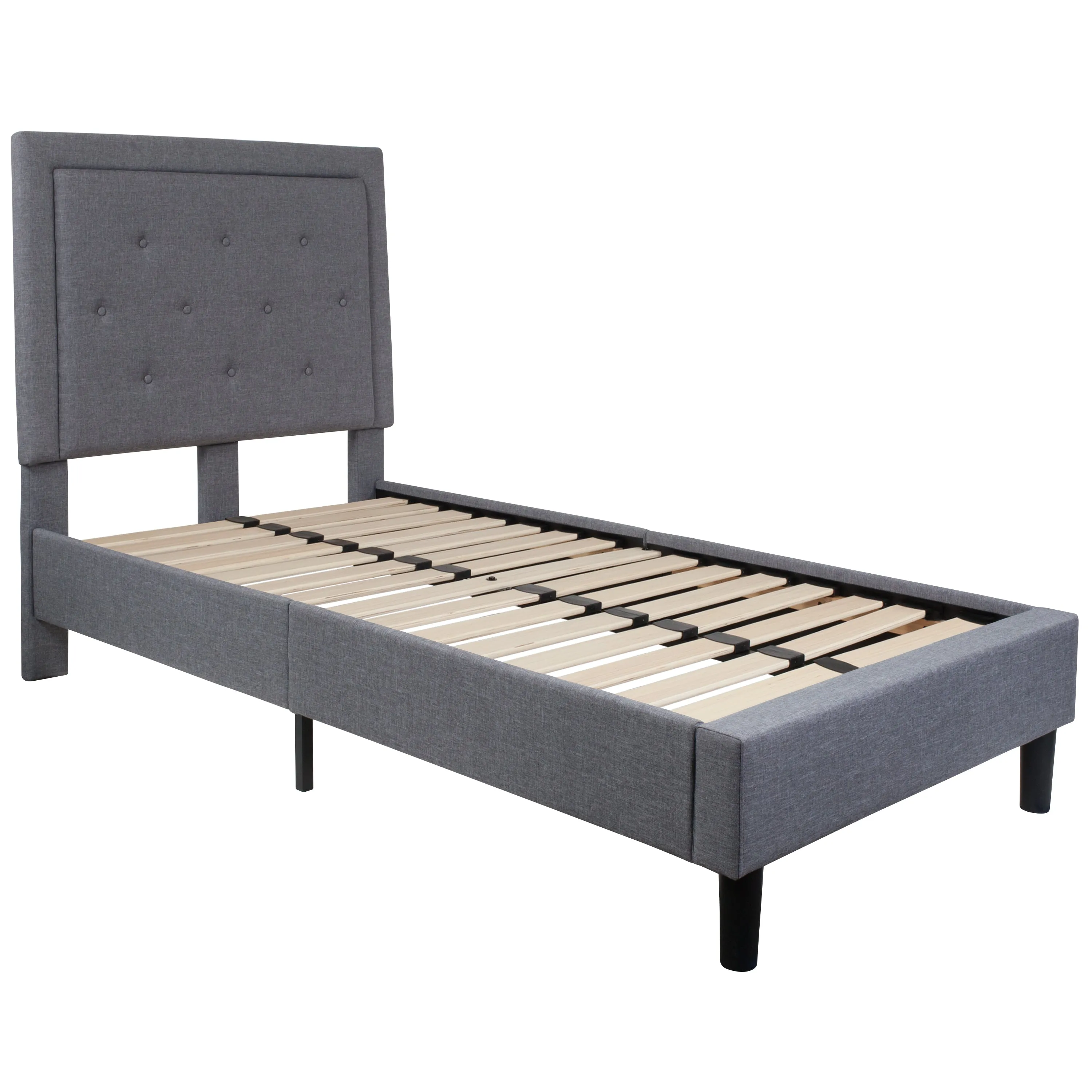 Twin Platform Bed-Light Gray SL-BK5-T-LG-GG