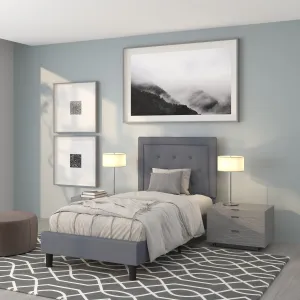 Twin Platform Bed-Light Gray SL-BK5-T-LG-GG