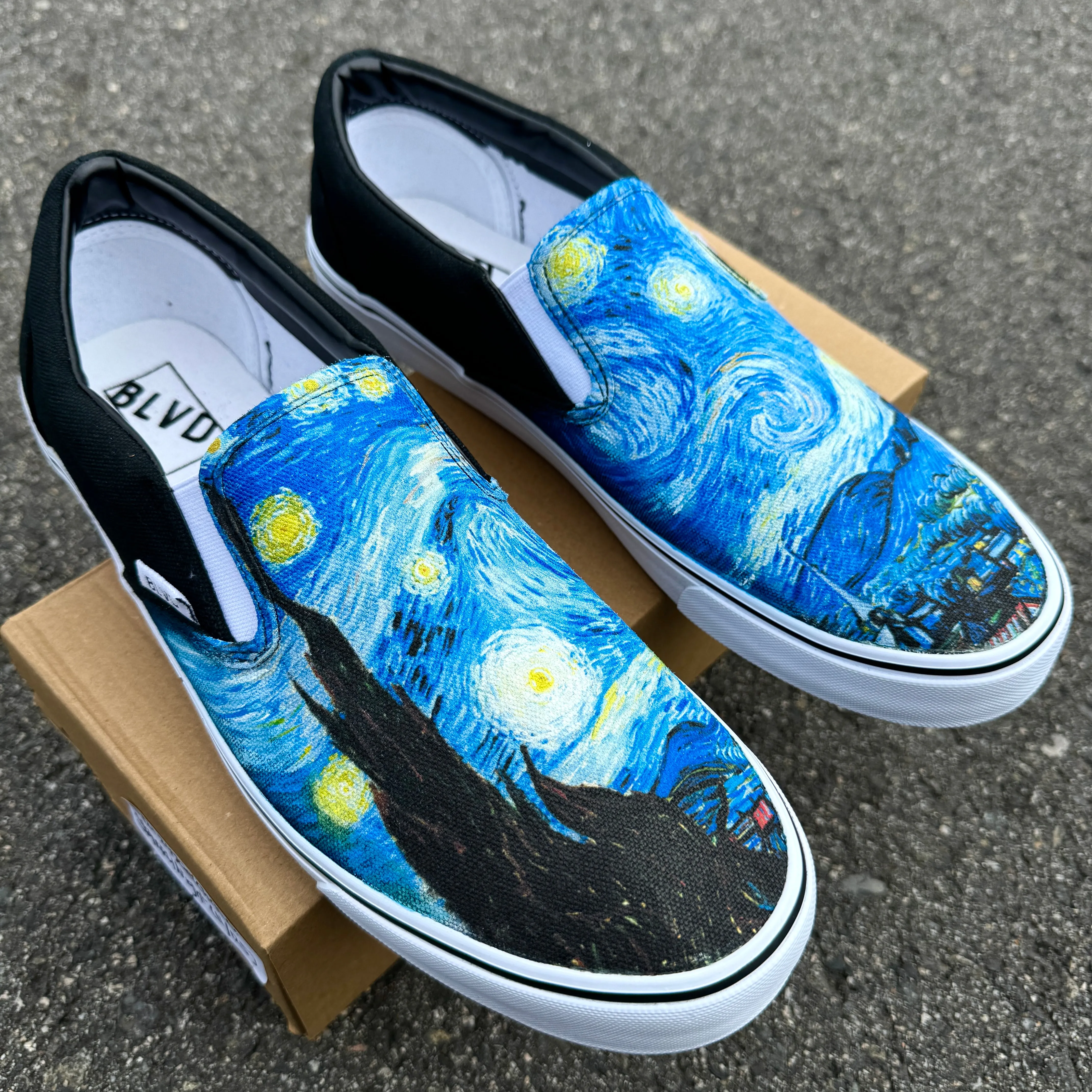 Van Gogh Starry Night BLVD Original Slip On Shoes - Starry Night Shoes for Men and Women
