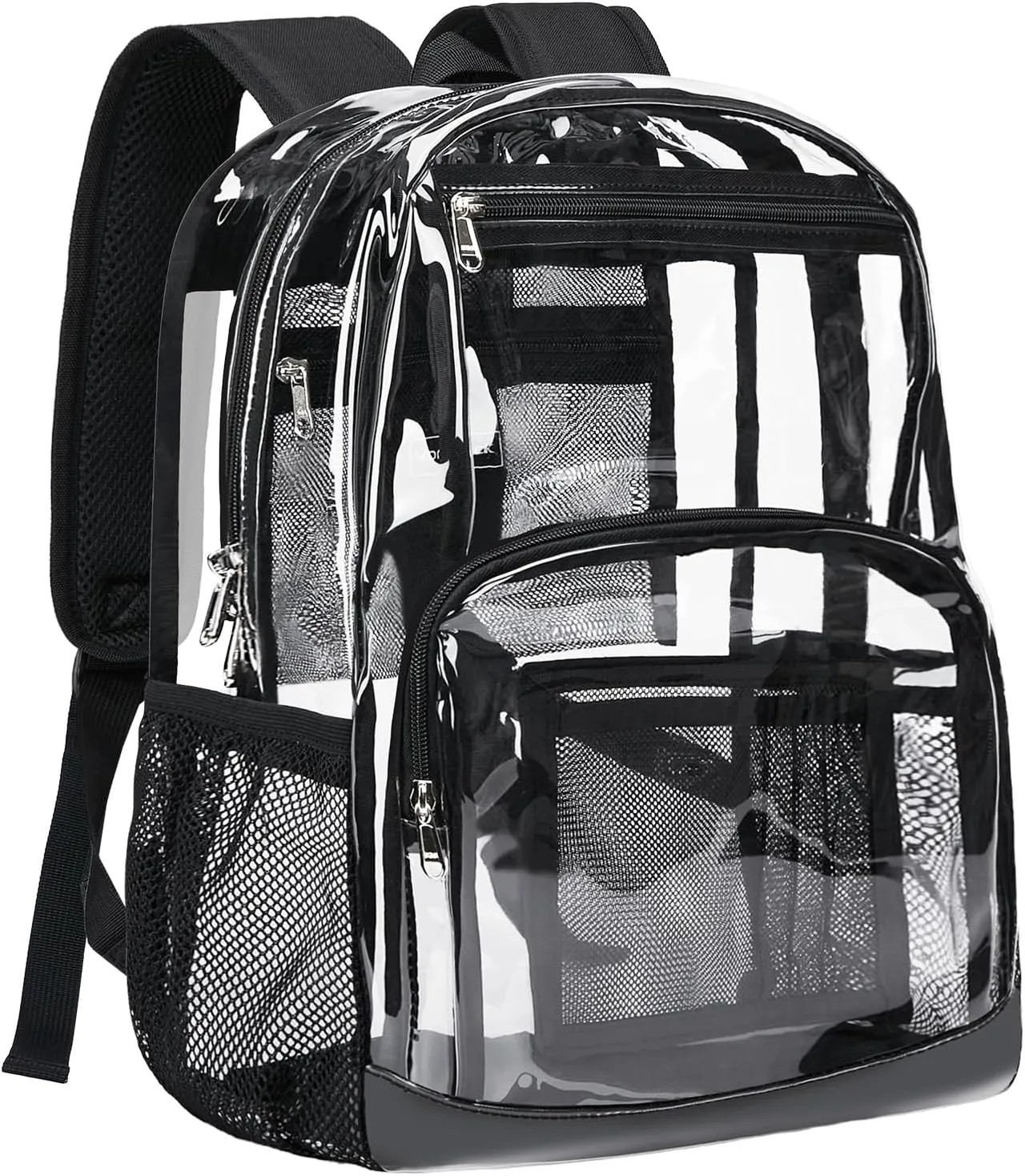 Vorspack Clear Backpack Heavy Duty - Large Transparent Bookbag for Adults, See Through Backpack for College, Work, Travel - Black