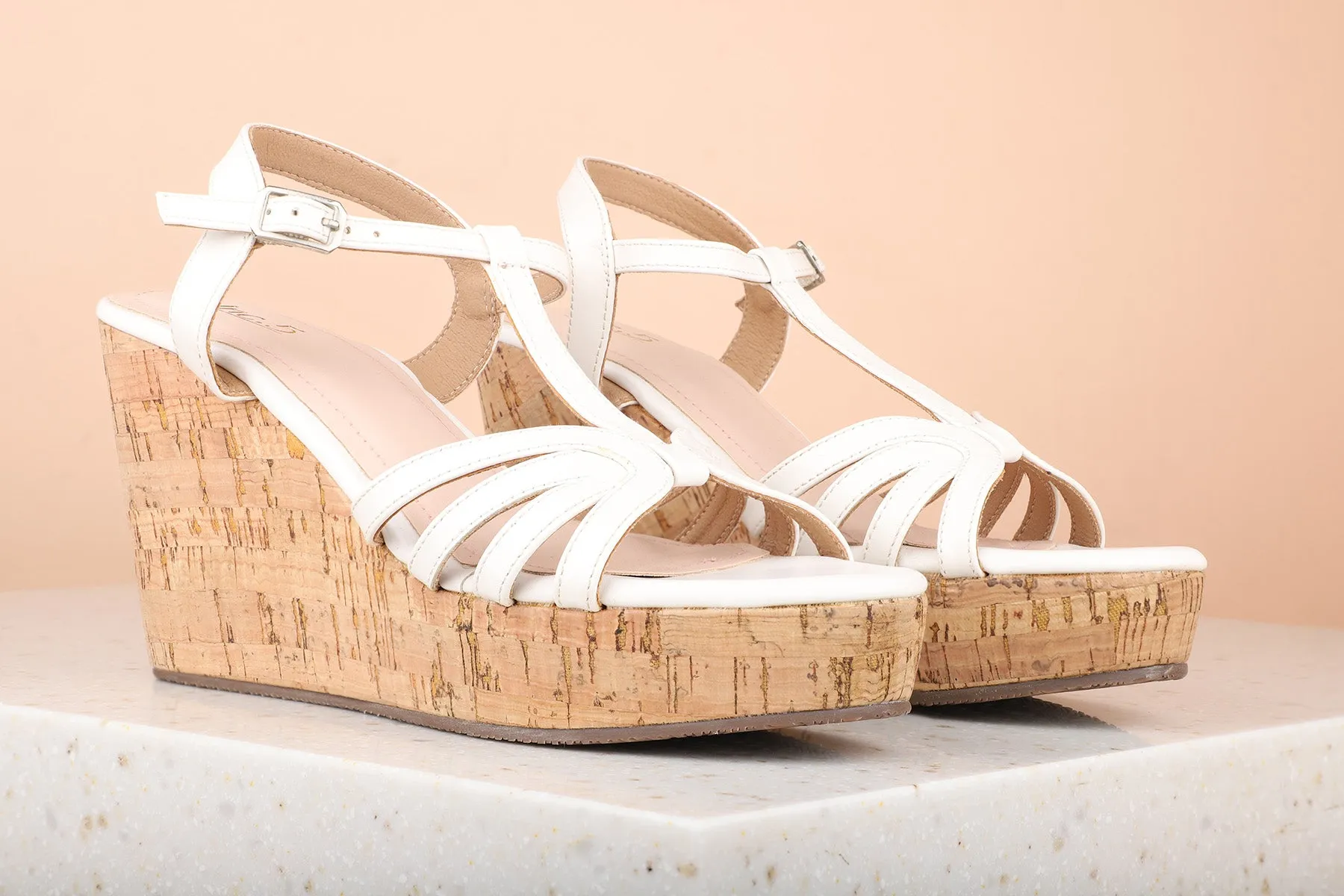 Women White Wedge Heels